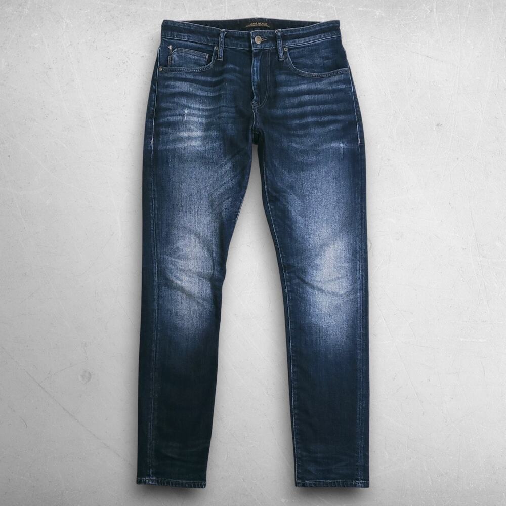 Mavi Jake Slim Leg Jeans Distressed Faded Whiskers Premium Denim Men 31x32 Blue